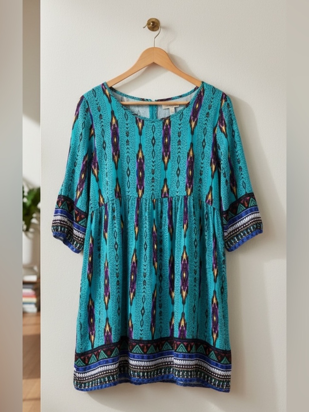 Paper Crane Southwestern Print Babydoll Mini Dress - Size M